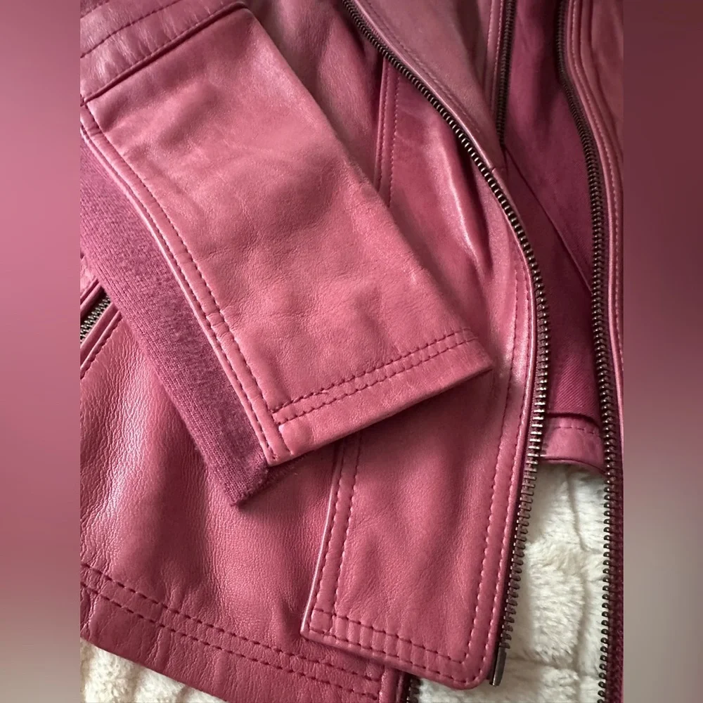 WE THE FREE NWOT CORA LEATHER JACKET size L | Pink - Picture 5 of 7